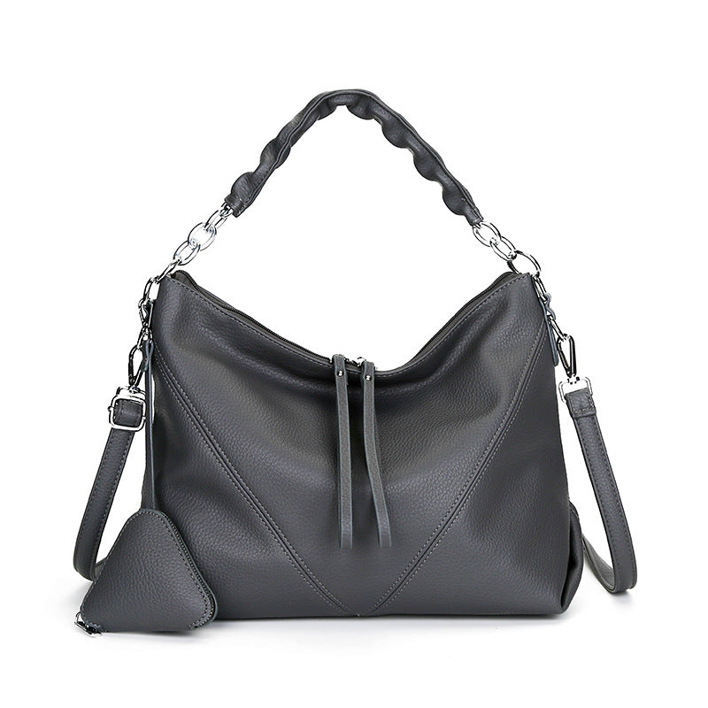 Simple Commuter Leather Chain Shoulder Underarm Bag With A Triangle Pouch