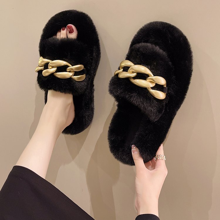 Wool Slippers With Thick Soles For Women To Wear Outside