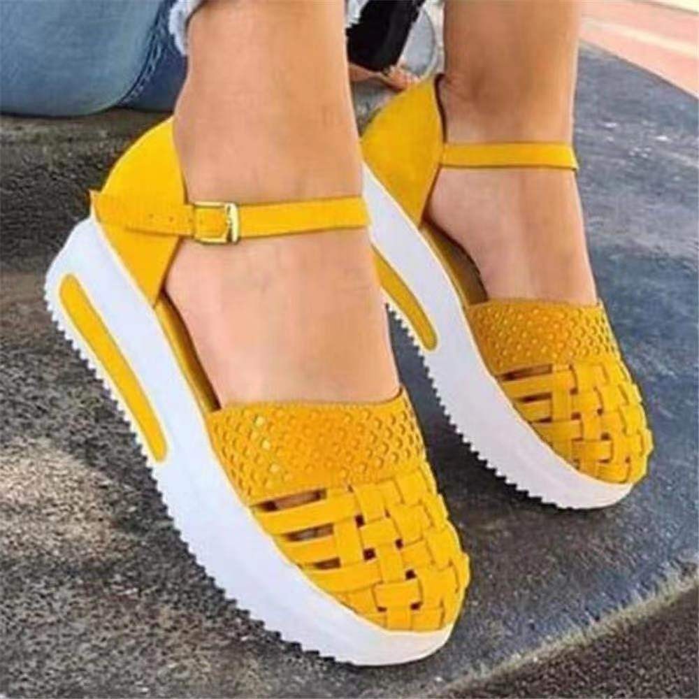 Summer New Fashion Word Buckle With Thick Bottom Toe Cap Sandals For Women