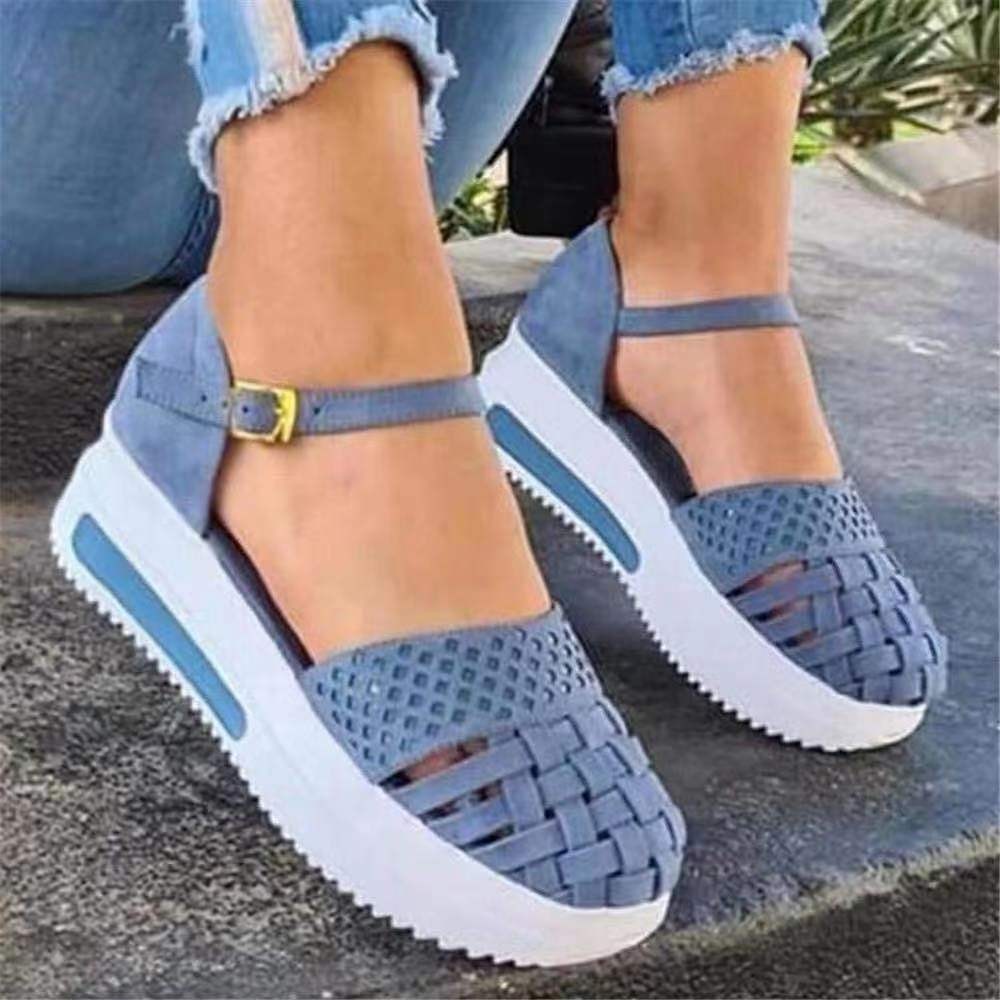 Summer New Fashion Word Buckle With Thick Bottom Toe Cap Sandals For Women