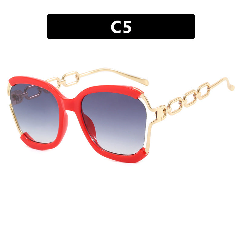 Big Square Rim Chain Sunglasses For Women Fashionable Sunglasses