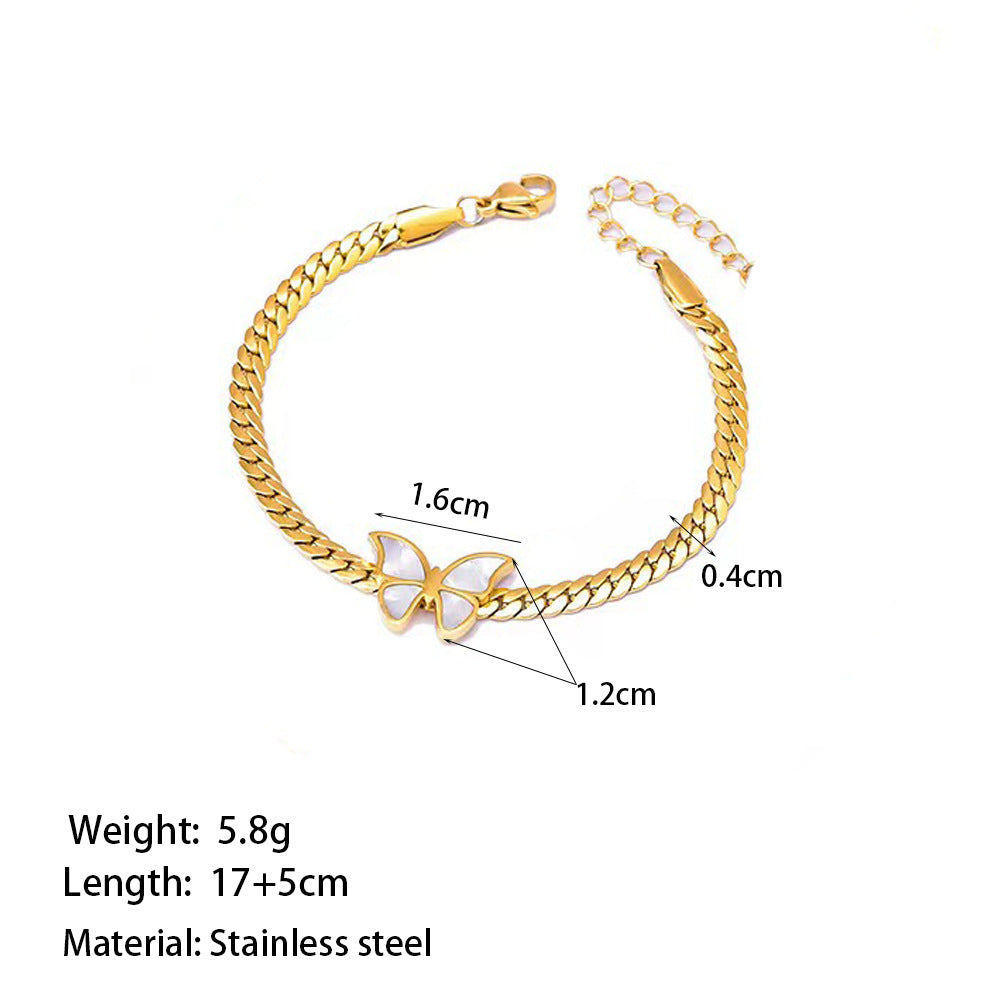 White Shell Butterfly Whip Chain Set Niche Light Luxury High-End Clavicle Necklace Trendy Design