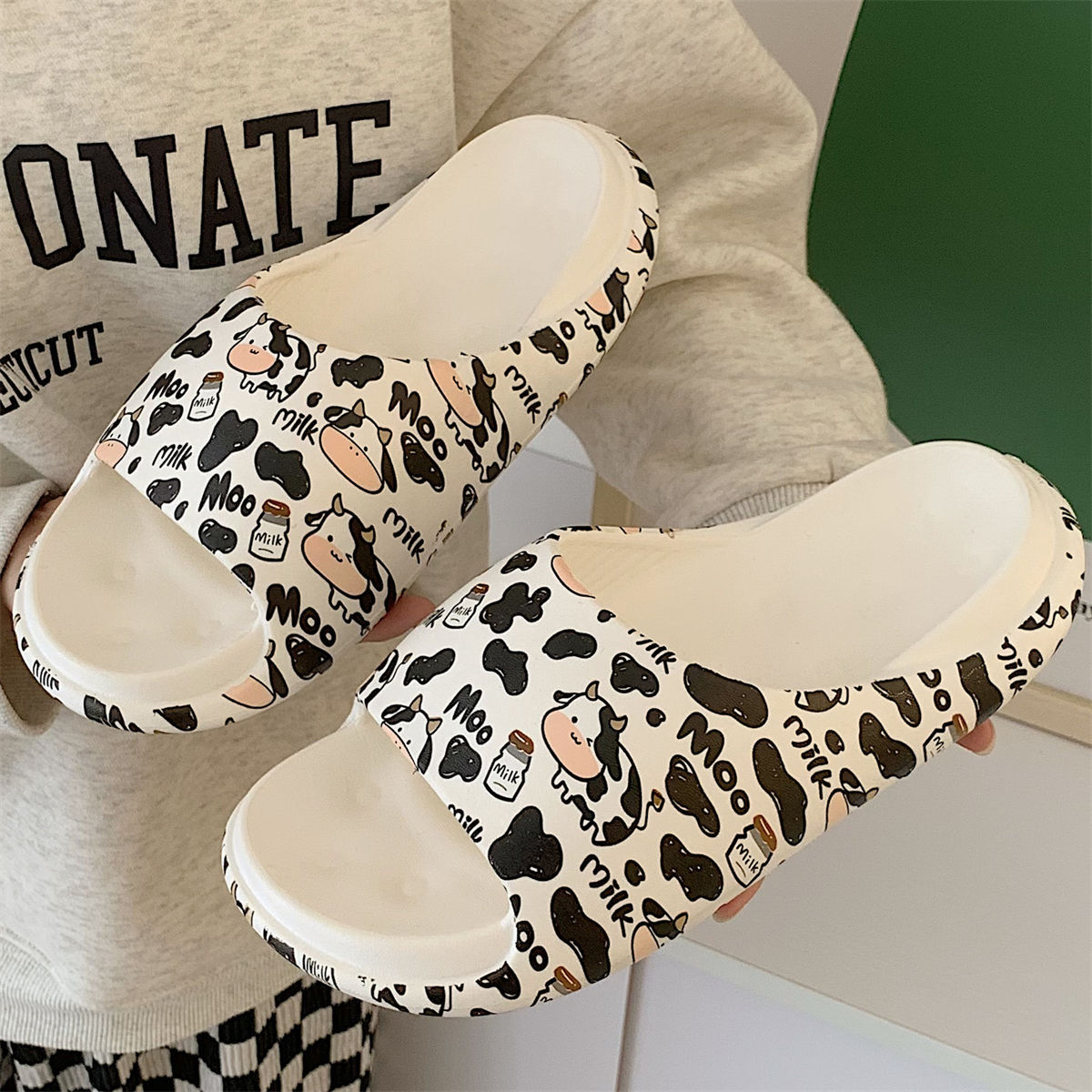 Home Cartoon Cute Cow Platform Sandals For Women