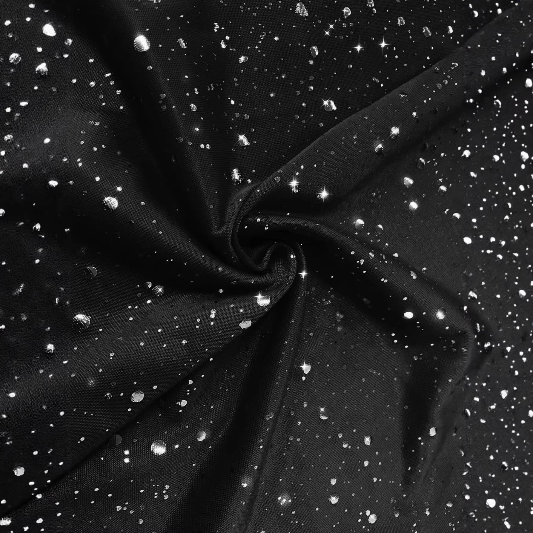 Elegant Sparkling Ruffled Hem Foil-Stamped Dress