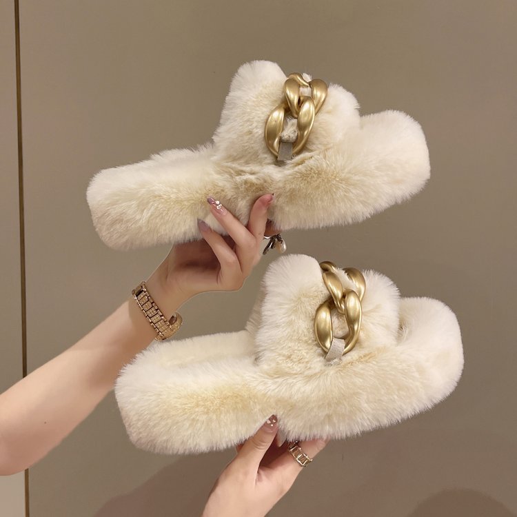 Wool Slippers With Thick Soles For Women To Wear Outside