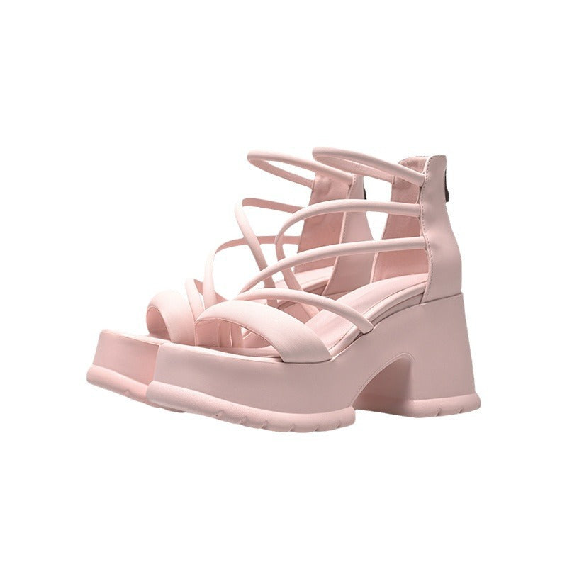 Chunky Heel Open Toe High Heel Sandals For Women Summer New Platform