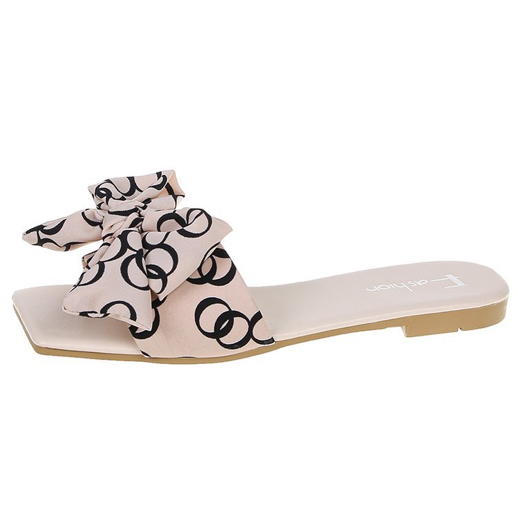 Bowknot Summer Slippers For Women Outside Wear