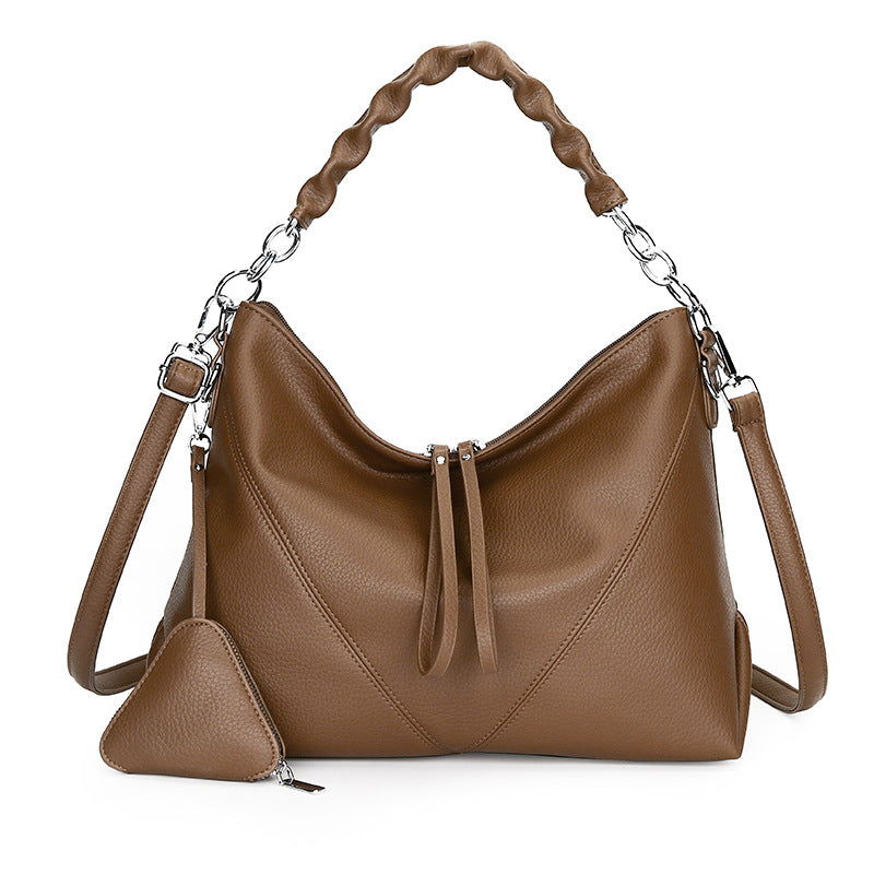 Simple Commuter Leather Chain Shoulder Underarm Bag With A Triangle Pouch