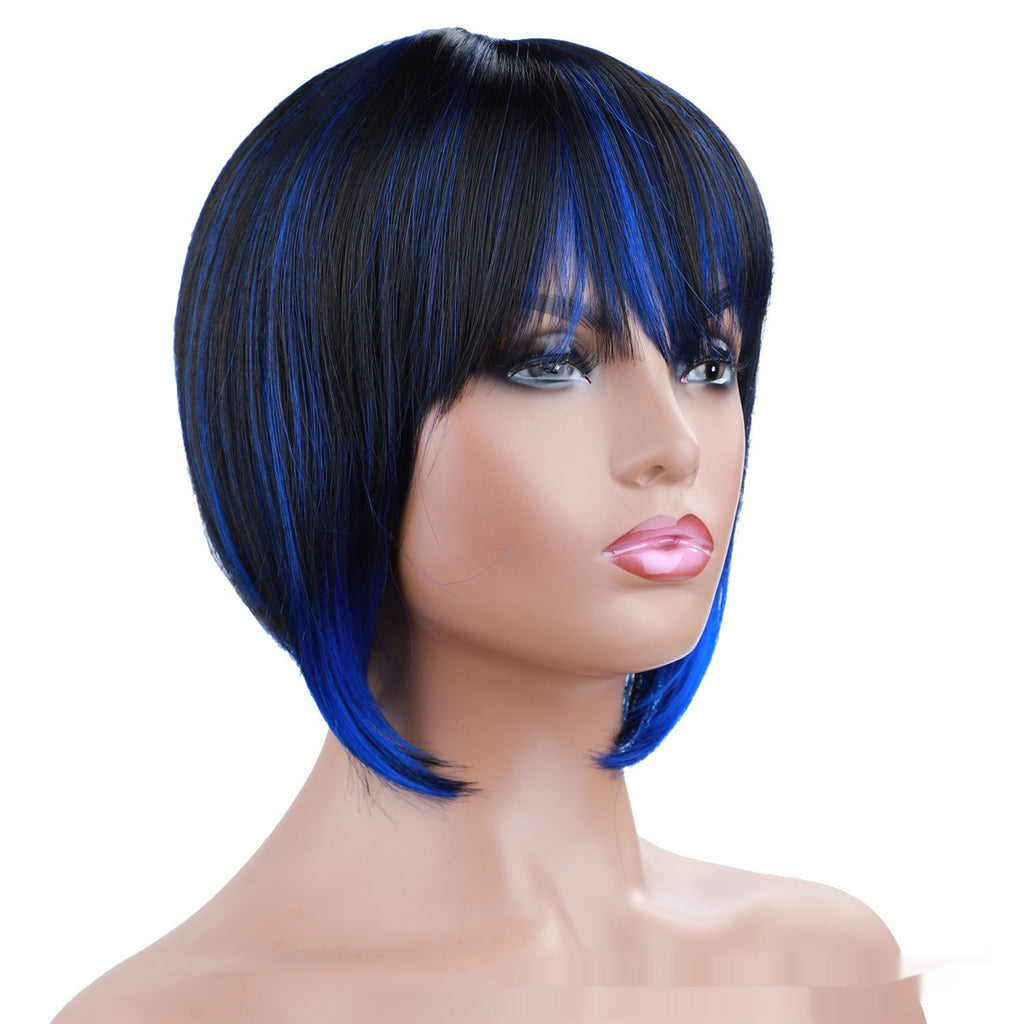 European And American Short Bangs Synthetic Wigs Mixed Color