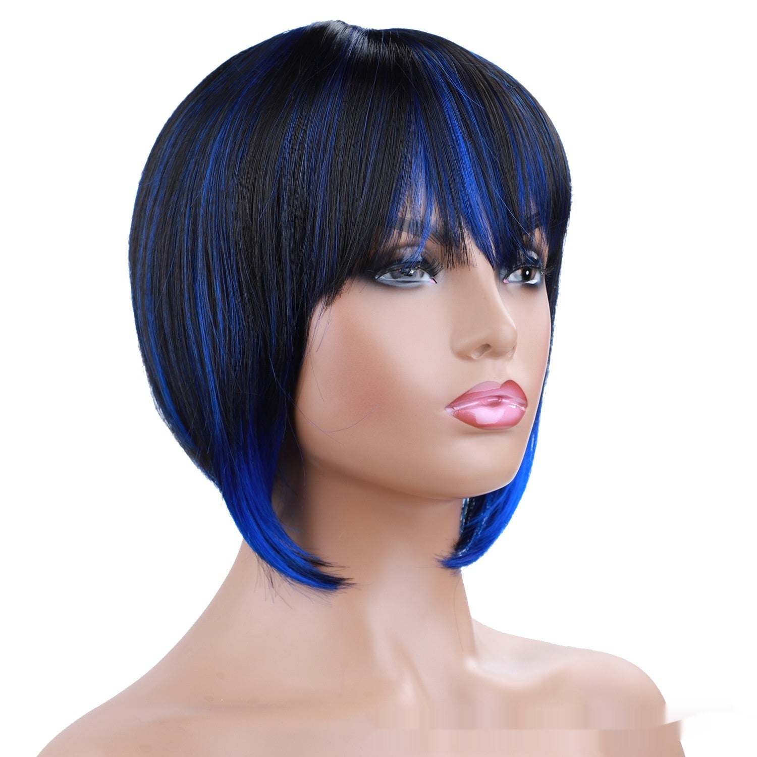 European And American Short Bangs Synthetic Wigs Mixed Color