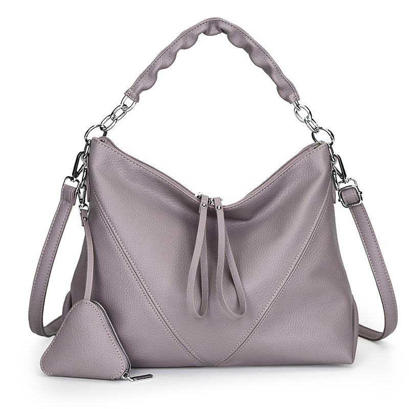 Simple Commuter Leather Chain Shoulder Underarm Bag With A Triangle Pouch