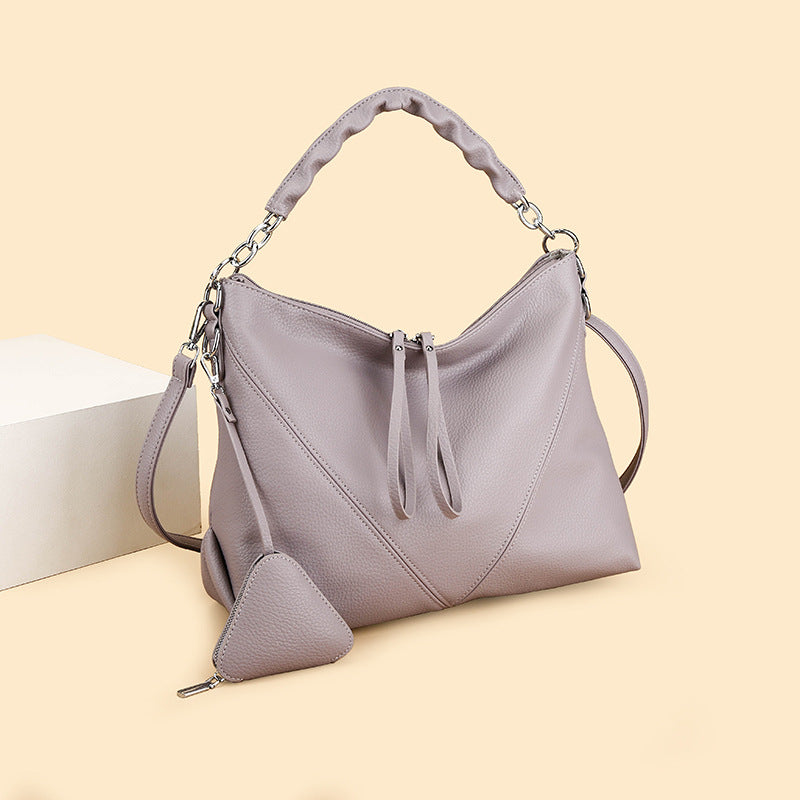 Simple Commuter Leather Chain Shoulder Underarm Bag With A Triangle Pouch