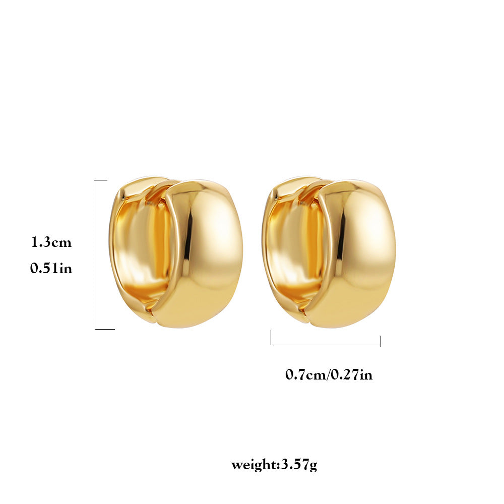 18K Gold Retro Minimalist Earrings Geometric Twist Circle Layered Light-Luxury Hoops