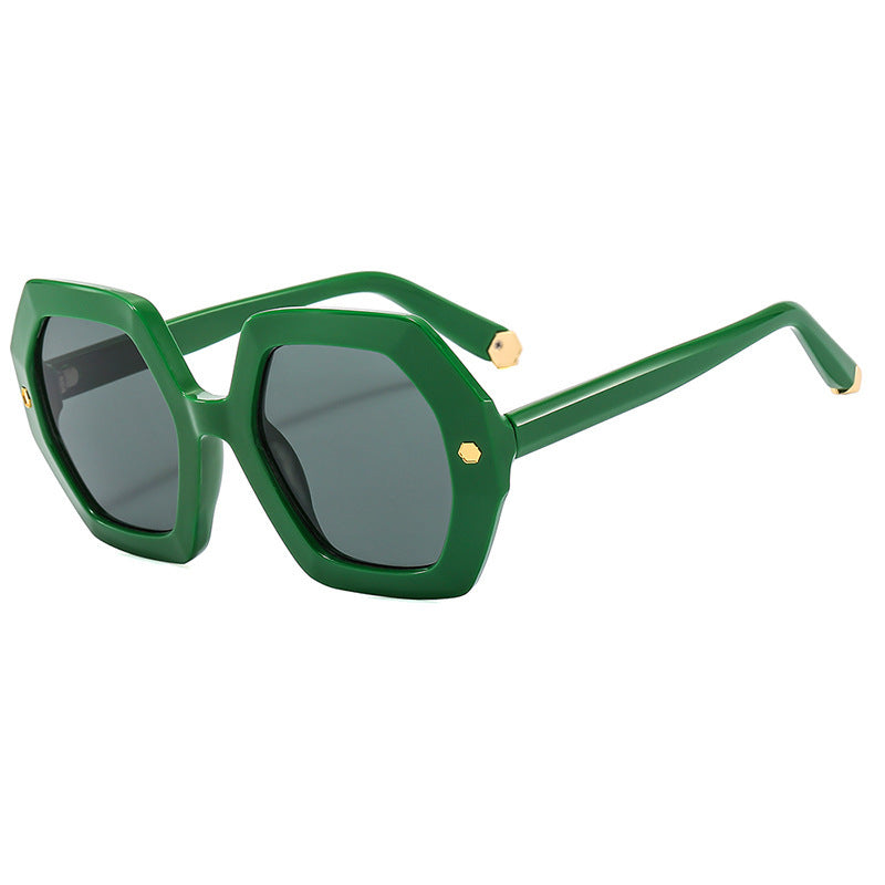 New Irregular With Personality Hexagonal Rivet Sunglasses For Women