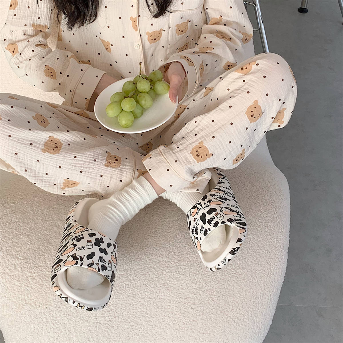 Home Cartoon Cute Cow Platform Sandals For Women