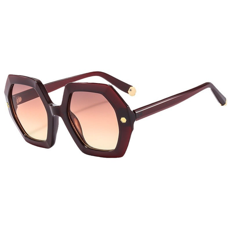 New Irregular With Personality Hexagonal Rivet Sunglasses For Women