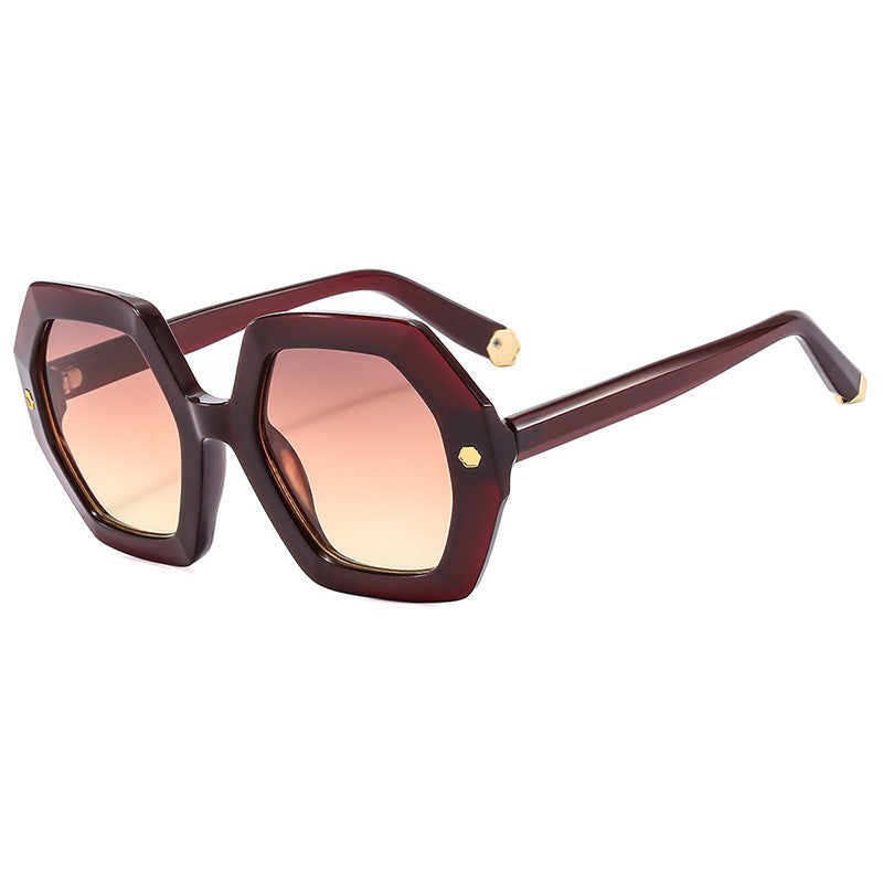 New Irregular With Personality Hexagonal Rivet Sunglasses For Women