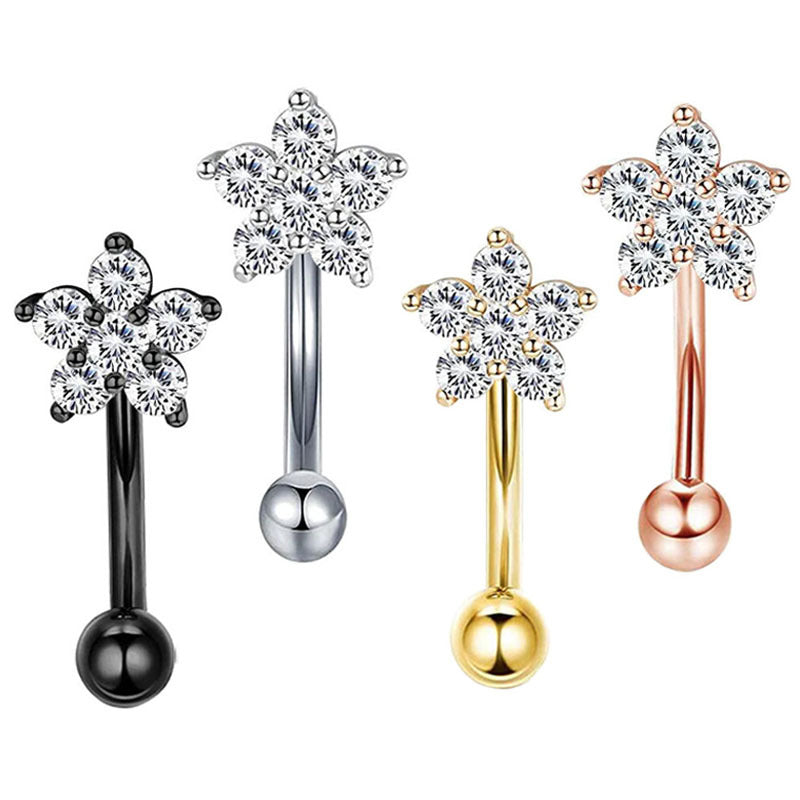 16G Stainless Steel Post With Micro-pave Zircon Small Plum Blossom Ear Bone Stud