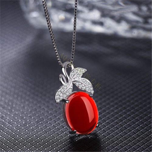 Waterdrop Blossom Carnelian Pendant With Green Chalcedony