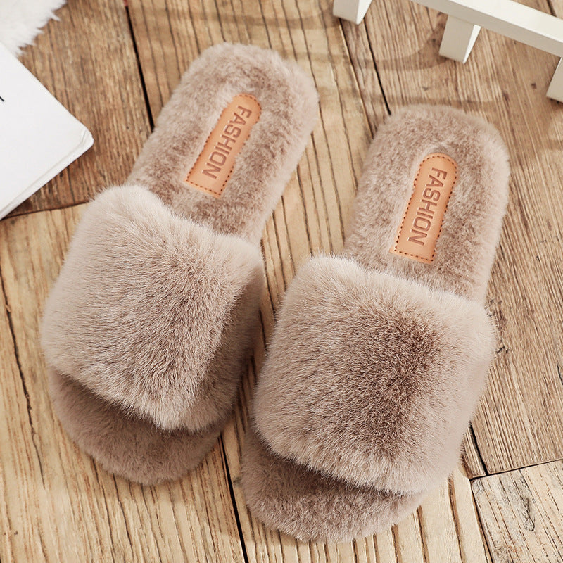 Women's Candy Color Simple Home Wear Thickened Warm Cotton Slippers