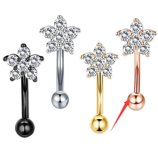 16G Stainless Steel Post With Micro-pave Zircon Small Plum Blossom Ear Bone Stud