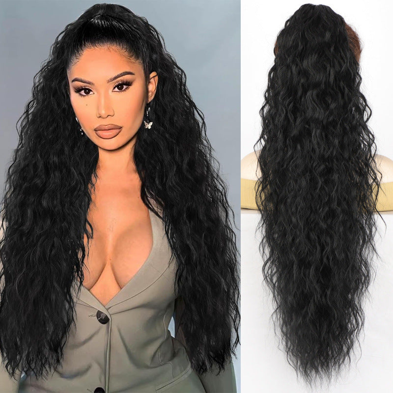 European And American-style Large Clip-in Long Wavy Ponytail Tiger-claw Long Curly Ponytail Wig