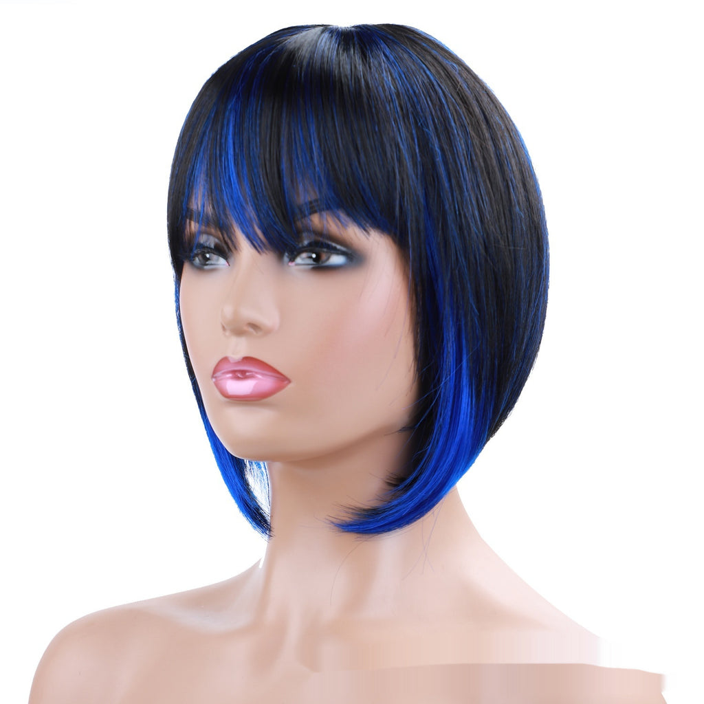 European And American Short Bangs Synthetic Wigs Mixed Color