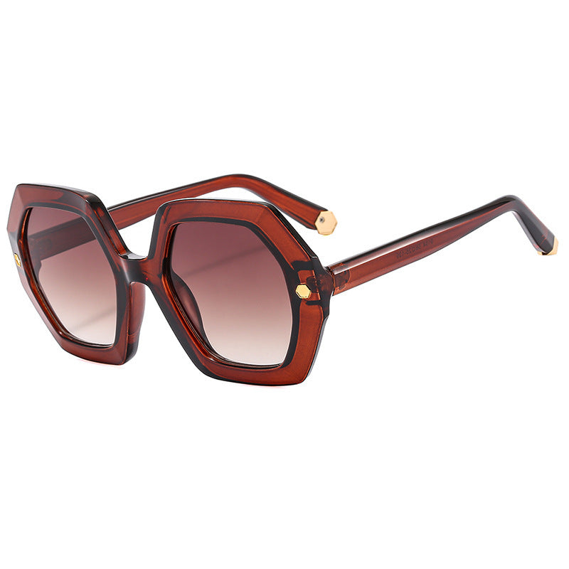 New Irregular With Personality Hexagonal Rivet Sunglasses For Women