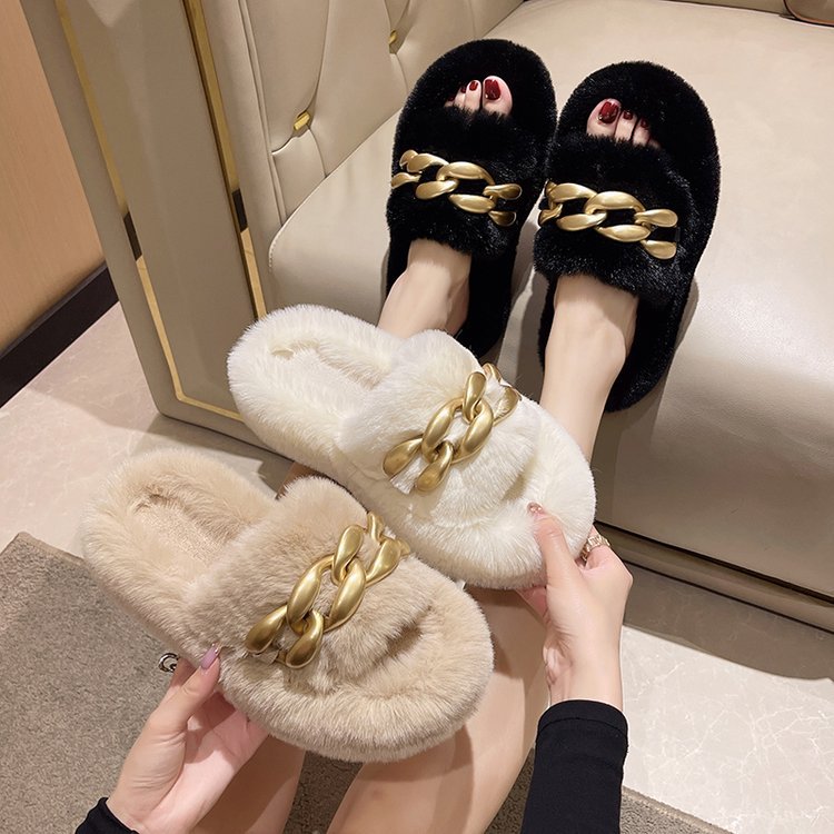 Wool Slippers With Thick Soles For Women To Wear Outside