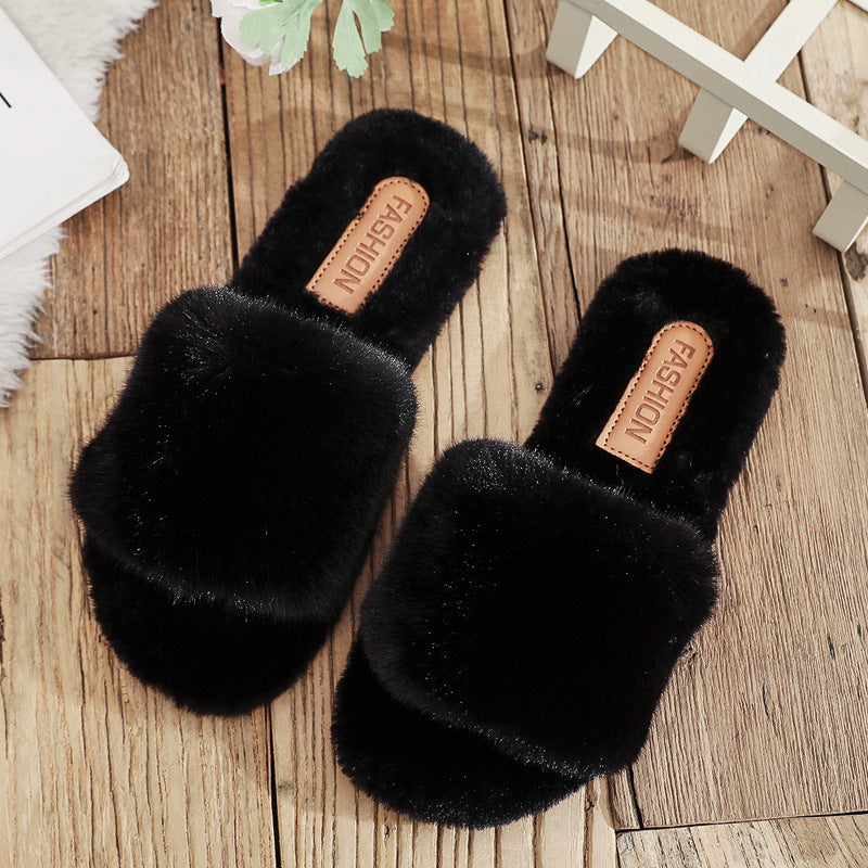 Women's Candy Color Simple Home Wear Thickened Warm Cotton Slippers