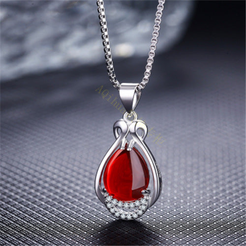 Waterdrop Blossom Carnelian Pendant With Green Chalcedony