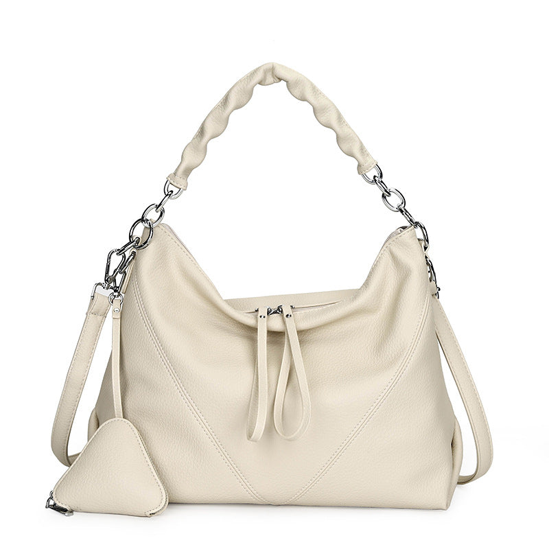 Simple Commuter Leather Chain Shoulder Underarm Bag With A Triangle Pouch