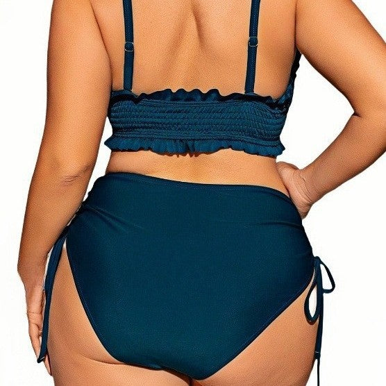 Detachable-strap High-waisted Bikini Vacation Swimwear