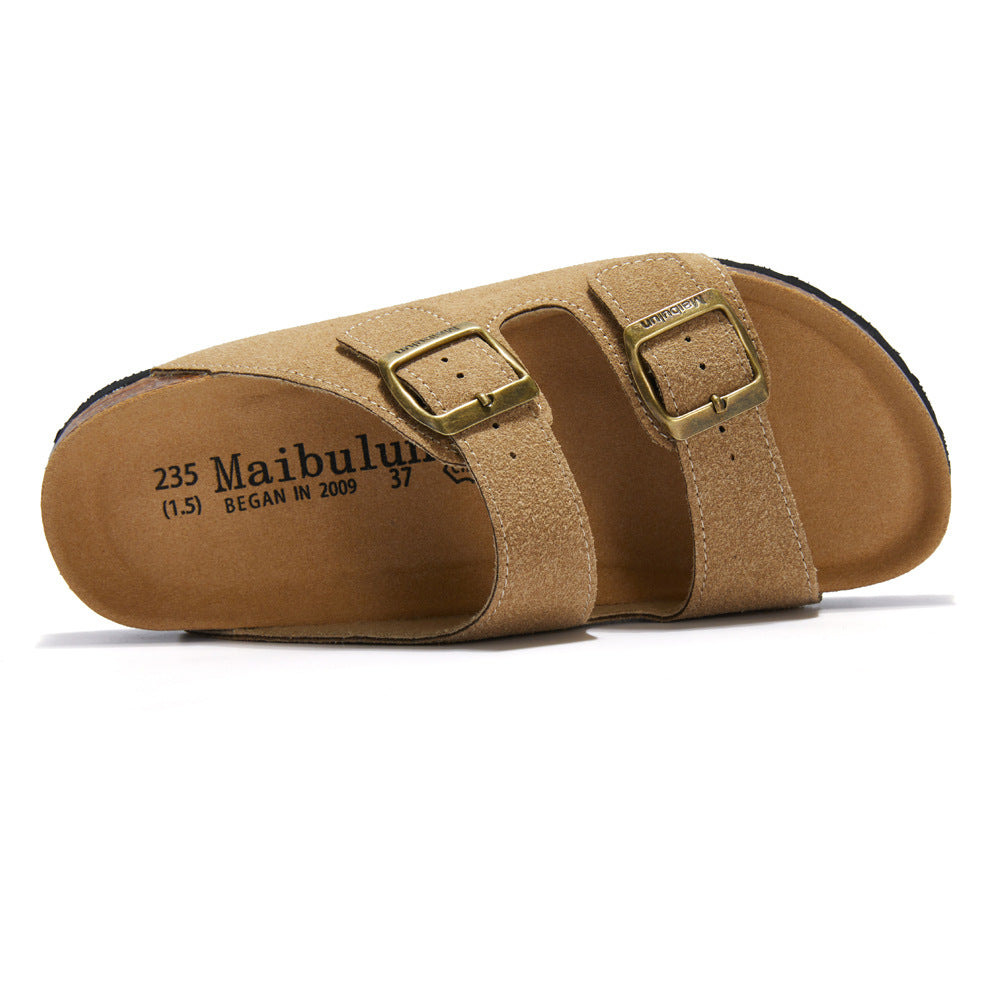 Flat Non-slip Cork Slippers For Men And Women