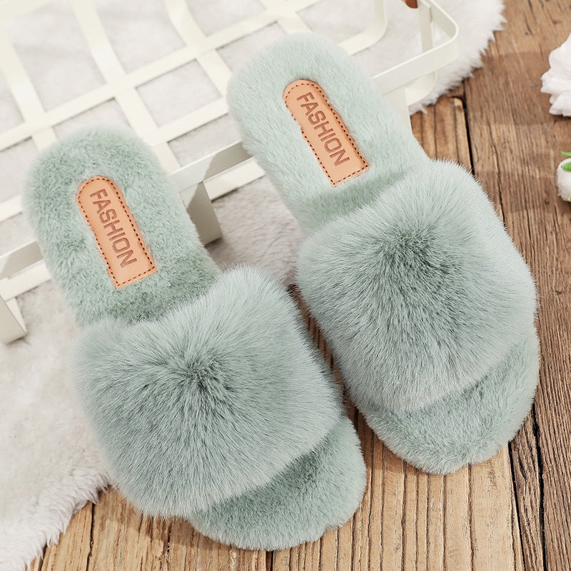 Women's Candy Color Simple Home Wear Thickened Warm Cotton Slippers