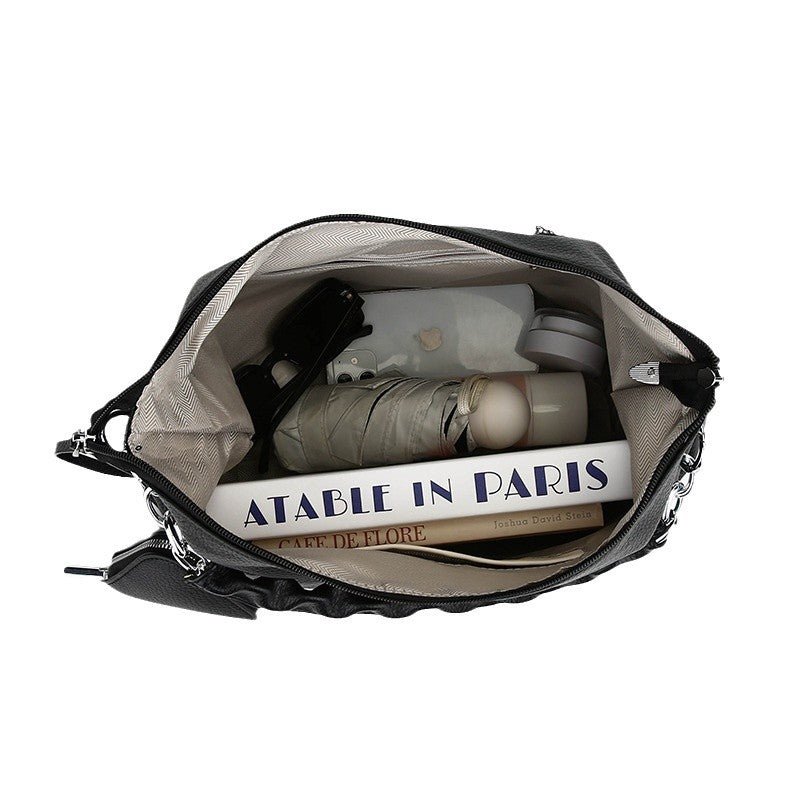 Simple Commuter Leather Chain Shoulder Underarm Bag With A Triangle Pouch