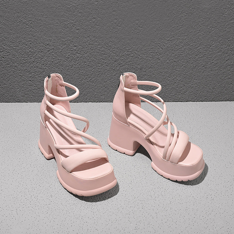 Chunky Heel Open Toe High Heel Sandals For Women Summer New Platform