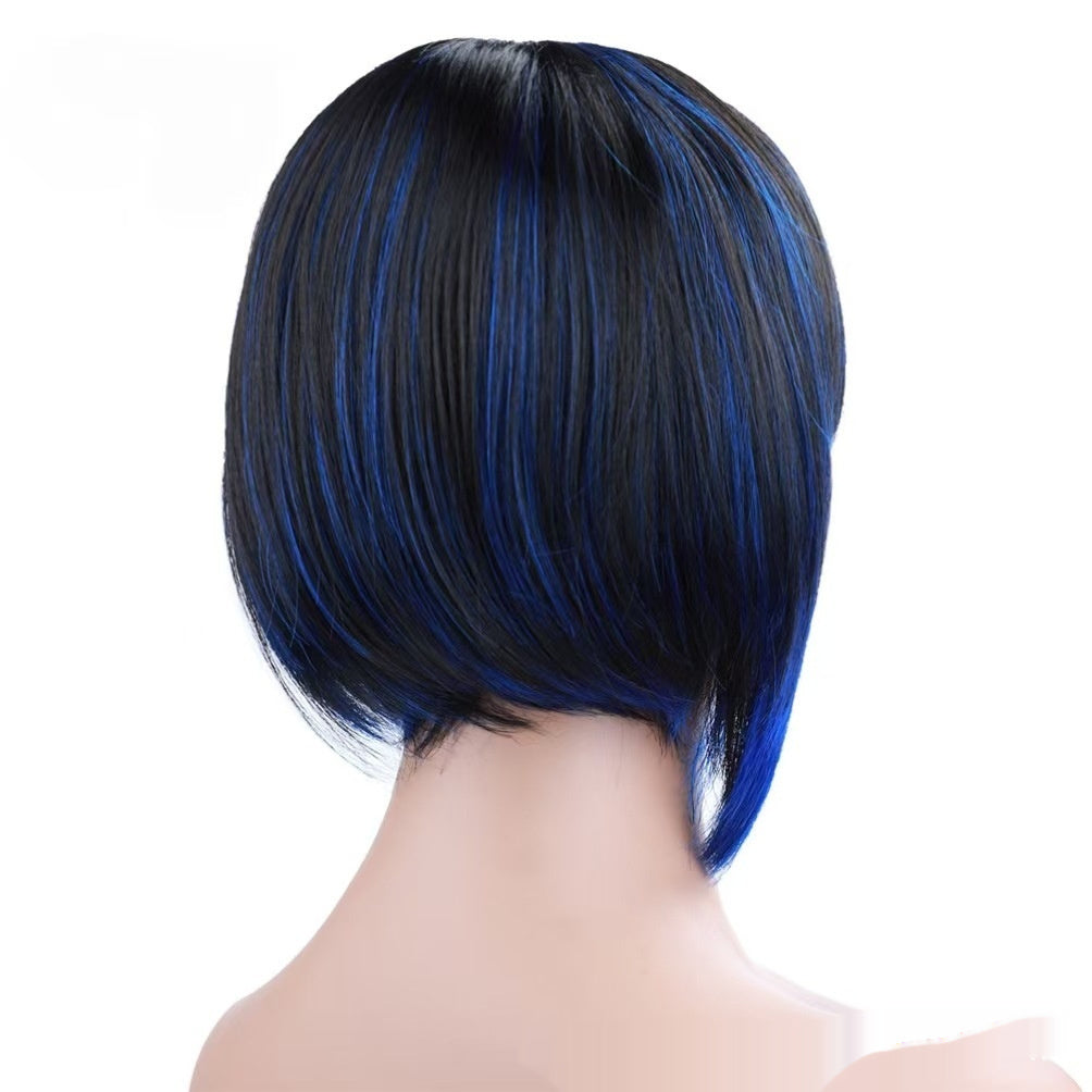 European And American Short Bangs Synthetic Wigs Mixed Color