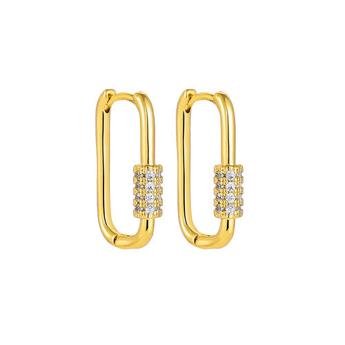 18K Gold Retro Minimalist Earrings Geometric Twist Circle Layered Light-Luxury Hoops