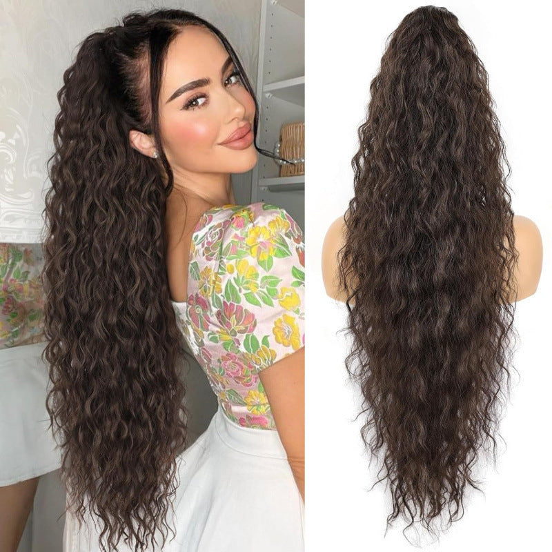European And American-style Large Clip-in Long Wavy Ponytail Tiger-claw Long Curly Ponytail Wig