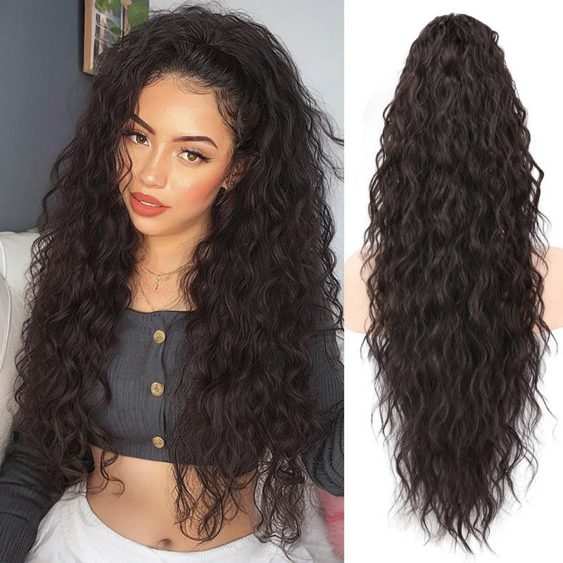 European And American-style Large Clip-in Long Wavy Ponytail Tiger-claw Long Curly Ponytail Wig