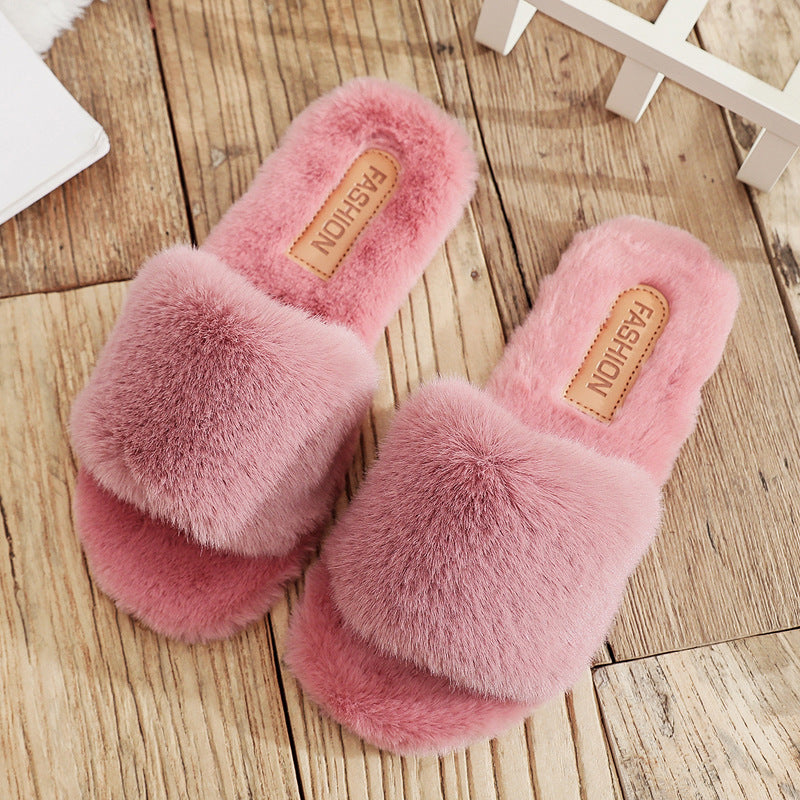Women's Candy Color Simple Home Wear Thickened Warm Cotton Slippers