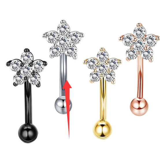 16G Stainless Steel Post With Micro-pave Zircon Small Plum Blossom Ear Bone Stud