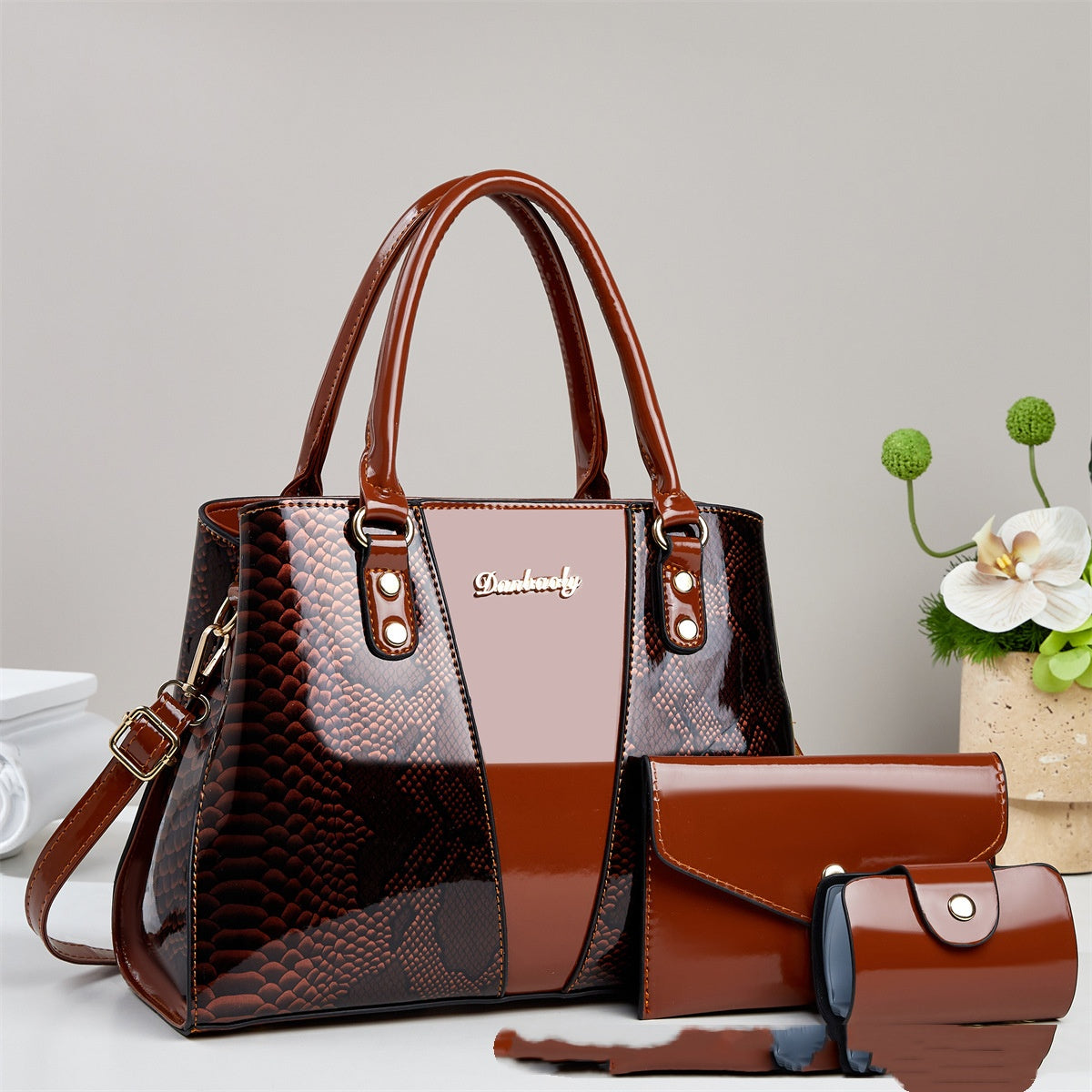 Large-capacity Shouldercrossbody Bag With A Snakeskin Pattern Tote Handbag